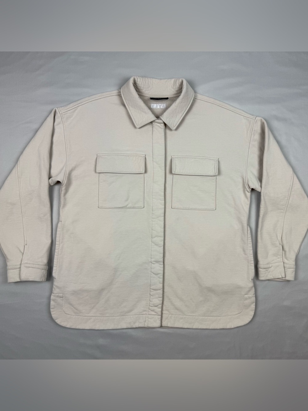 Bylt Women’s Jade Fleece Relaxed Shacket Sz Large Bone Heavyweight Overshirt B1